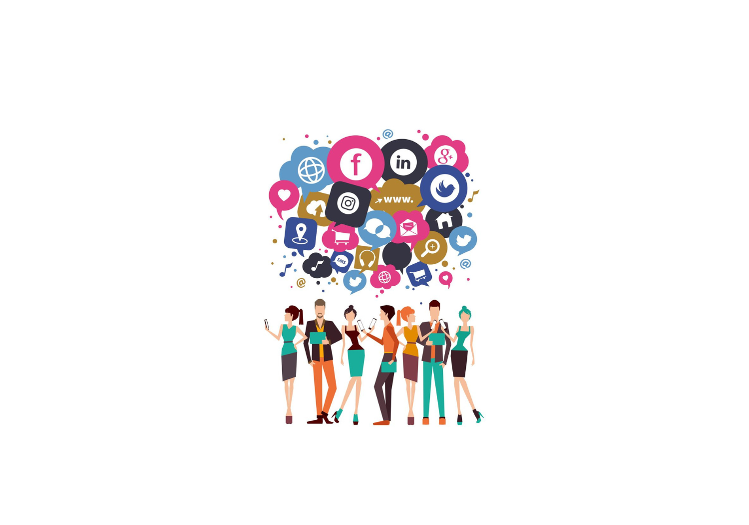 Showing people connecting through social media.